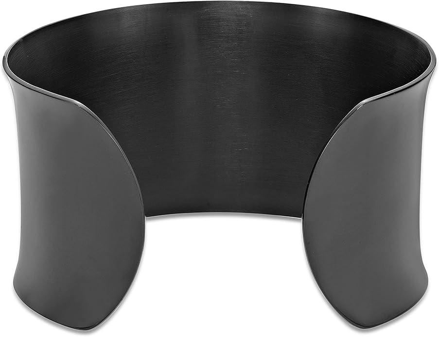 Lavari Jewelers 7 Inches Long Wide Open Cuff Bangle Bracelet for Women I 2.5 Inches in Diameter and 1.5 Inches in Height I Ion Plated Stainless Steel or Satin Finish Bangle for Her I Wide Bracelet