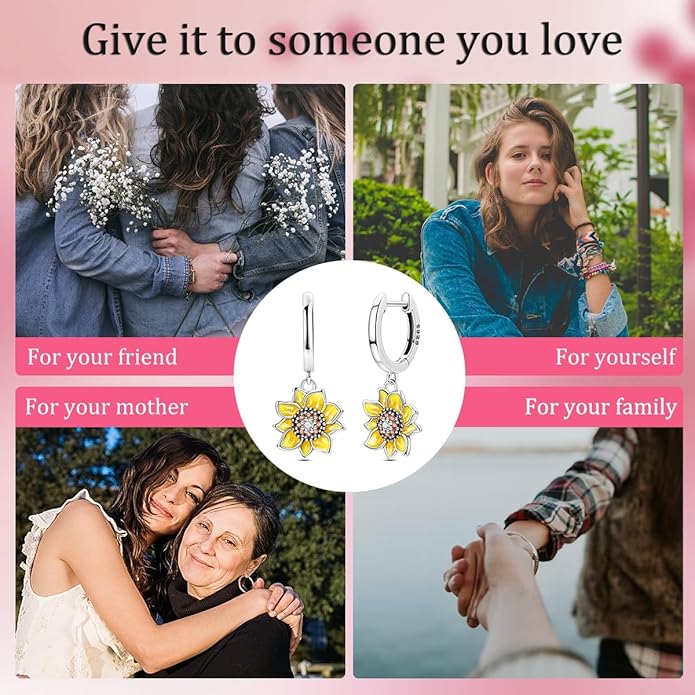 LAZA 925 Sterling Silver Hoop Earrings for Women, Hypoallergenic Huggie Butterfly Dangle Drop Earrings Colorful Flower Earrings Jewelry Gifts