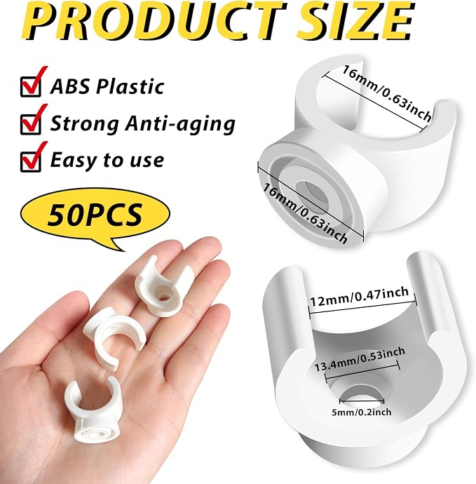 50 Pack 1/2 Inch PEX Clips, PEX Clamps PVC Pipe Clips and Hangers, Plastic | - Image 2