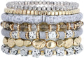 GOOJIDS Surfer Heishi Clay Bead Bracelets for Women Bohemian Stackable Gold Plated Beaded Stretch Bracelets Elastic Layering Friendship Bracelets Set Boho Jewelry