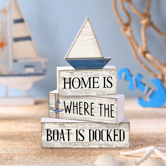 Conelist 4 Pcs Farmhouse Table Decoration Home Sweet Decor, Home Boat | This is - Image 7