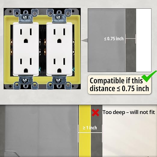 3/4” Yellow Double Gang Outlet Extender, Fixes Recessed or Protruding - Image 3
