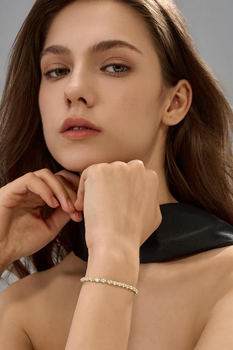 14K Gold Filled Tennis Bracelet for Women-3mm,4mm 5mm CZ Stone Classic Gold Bracelet for Women, Valentines, Mothers, Christmas Jewelry Gift for Women