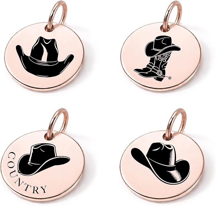 SM Design Western Charm Set of 4 – Stainless Steel Western Charms for Bracelets & Necklaces – Cowgirl, Ranch & Country Style Jewelry Charms – Western Gift for Women & Moms