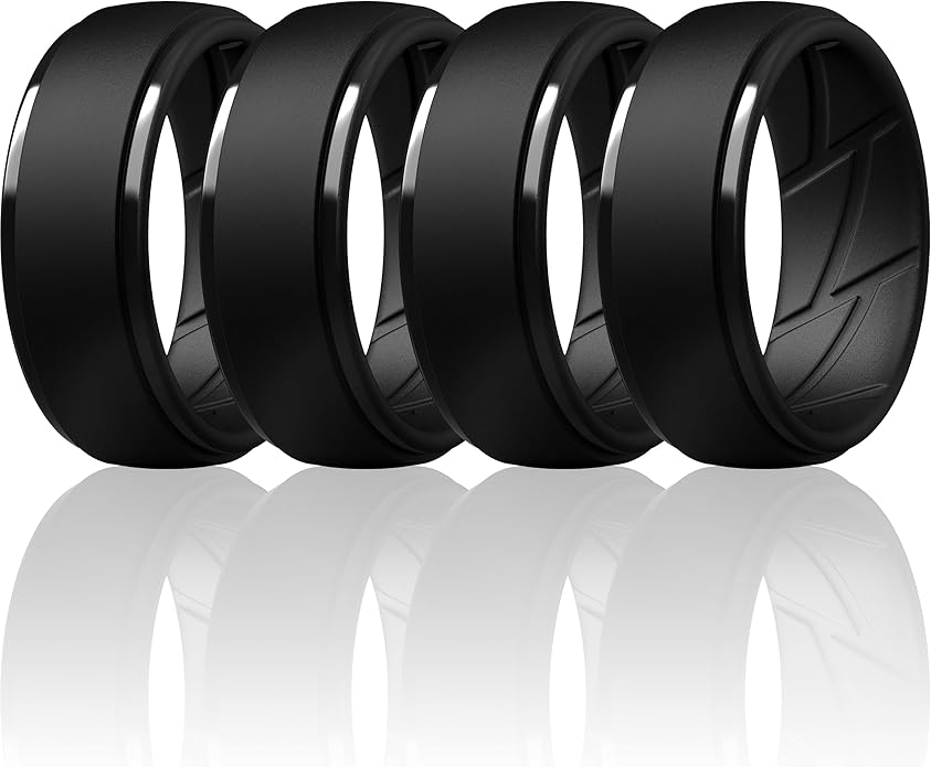 ThunderFit Men's Silicone Rings 10mm Wide 2.5mm Thick Rubber Bands, Breathable, Variety Multipack 1-10