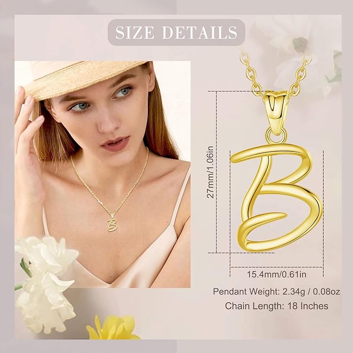 EUDORA Sterling Silver Initial Necklaces for Women, Classic 26 Letter Neckless Gifts for Girls, Sister, Mother Daughter, 18 inch Chain