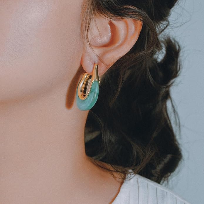Acrylic Hoop Earrings Chunky Huggie Statement Vintage Earrings Cute Resin Drop Earring Trendy Jewelry Gifts for Women