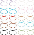 50 Pcs Adjustable Braided Cord Colorful Waxed Thread Half Finished Bracelet with Jump Rings for Wrist DIY Women Jewelry Making Friendship Fashion Bangle Accessory 14-28cm Long