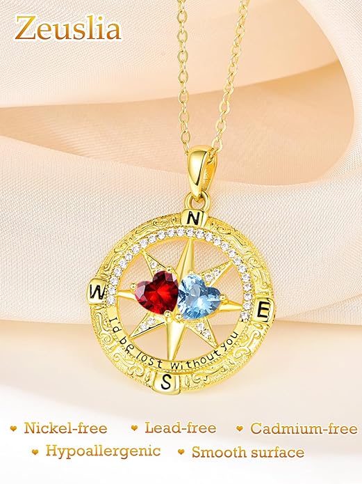 Valentine's Day Gifts for Wife 925 Sterling Silver Double Birthstone Pendant Necklaces I Love You for Always and Forever Necklace Anniversary Birthday Gifts for Wife Girlfriend Mom Her