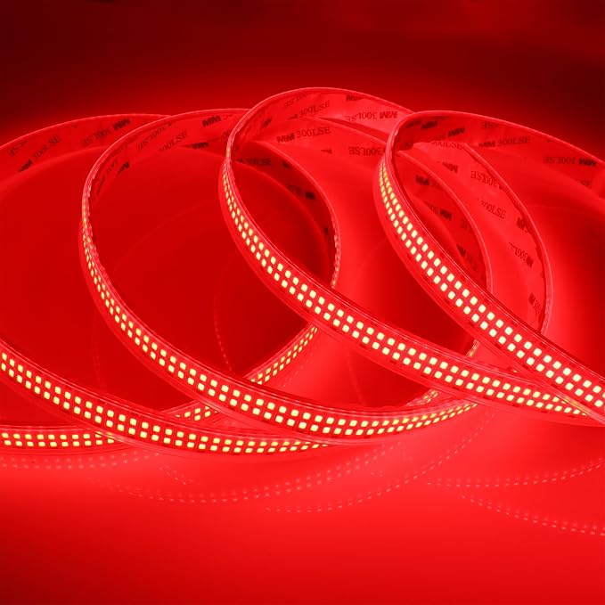12V Red LED Strip Lights 16.4ft Double Row 2400LEDs Waterproof IP67 | SMD 2835 - Image 3