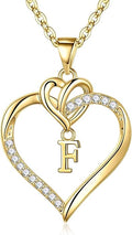 STORUP Valentines Gifts for Her Teen Girls - Heart Initial Necklaces for Women Girls, 14K-Gold-Plated CZ Initial A-Z Heart Necklaces for Teen Girl Jewelry Valentines Gifts for Women Mom Wife Sister