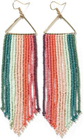INK+ALLOY Beaded Earrings for Women Dangling, Emilie Seed Bead Long Fringe Statement Boho Earrings, Hypoallergenic Handmade Jewelry for the Modern Bohemian, 4.5-Inch