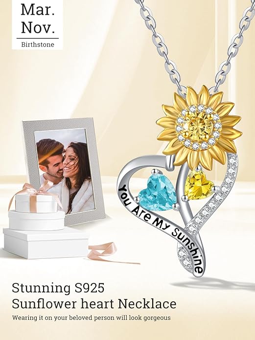 Valentine's Day Gifts for Wife 925 Sterling Silver Double Birthstone Pendant Necklaces I Love You for Always and Forever Necklace Anniversary Birthday Gifts for Wife Girlfriend Mom Her