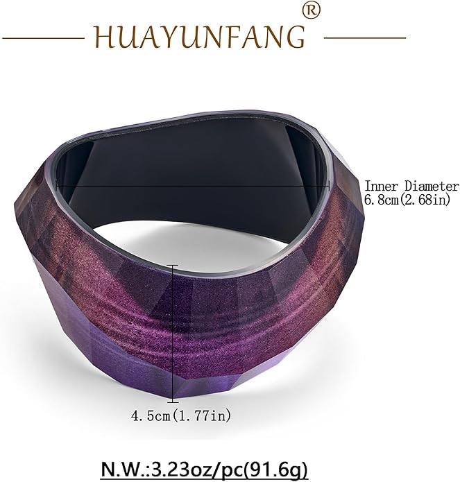 Trendy Acrylic Resin Bangle Bracelet for Women Chunky Transparent Acetate Mottled Plate Bangle Bracelet Statement Jewelry