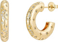 Chunky Gold Hoop Earrings – 18K Gold Plated Hoops with Moon & Star Celestial Details – Bold, Lightweight Earrings for Women by Malibu Sunday