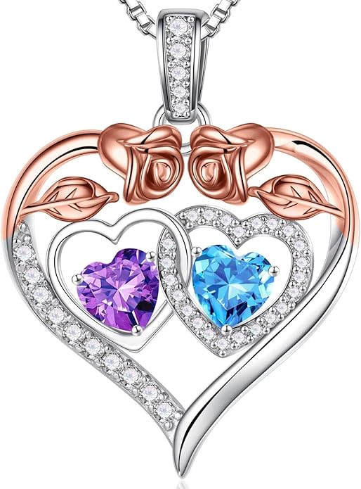 Iefil Valentines Day Gifts for Her - 925 Sterling Silver Rose Heart Necklaces for Women, Anniversary Birthday Gifts for Wife Girlfriend Mom