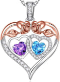 Iefil Valentines Day Gifts for Her - 925 Sterling Silver Rose Heart Necklaces for Women, Anniversary Birthday Gifts for Wife Girlfriend Mom