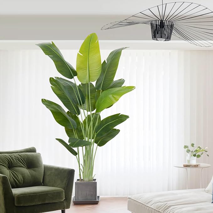 Artificial Bird of Paradise Plant 6.5Ft Tall Fake Tropical Palm Tree Large Fake - Image 3