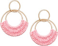 Raffia Hoop Earrings for Women Fun Boho Summer Beach Earrings Lightweight Handmade Straw Wicker Rattan Dangle Earrings Statement Geometric Round Drop Earrings