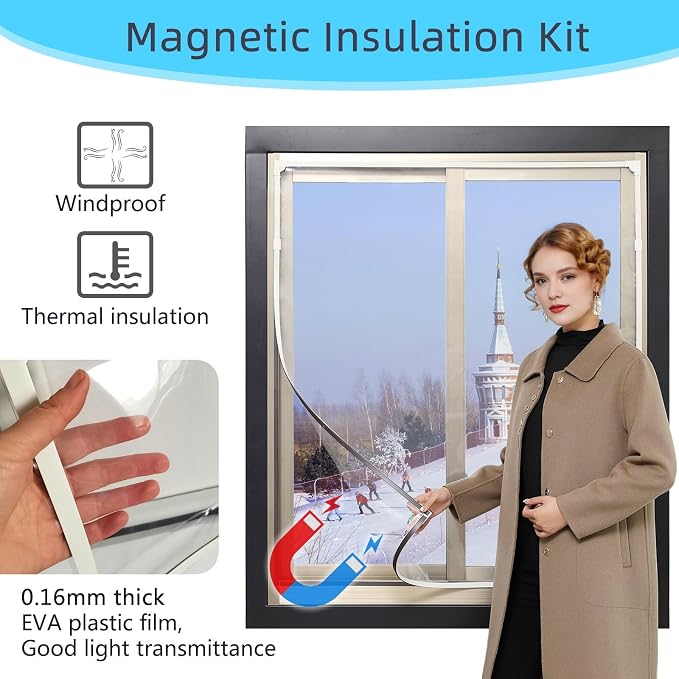 DIY Magnetic Window Insulation Kit 48"x44" Indoor Clear Film - Image 2