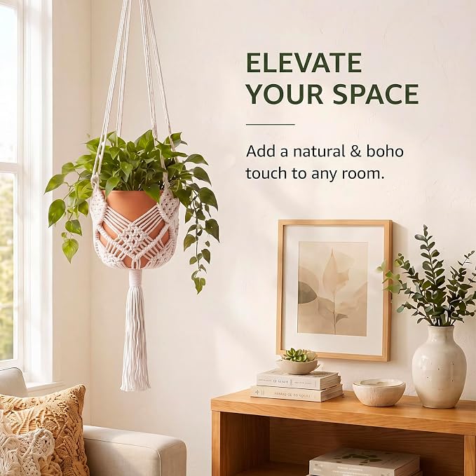 Shappy 1 Pack Boho Macrame Plant Hanger - Image 4