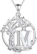 FANCIME Tree of life Initial necklaces for women, Sterling Silver Tree Jewelry Simulated Diamond Letter Pendant Cubic Zirconia CZ Personalized Birthday Mothers Day Gifts for Mom Wife Her