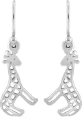 AeraVida Fun and Adorable Little Giraffes .925 Sterling Silver Fishhook Dangle Earrings for Safari and African Wildlife Inspired Fashion Accessories with Animal and Nature Vibes