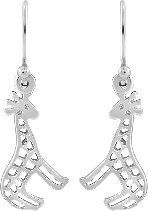 AeraVida Fun and Adorable Little Giraffes .925 Sterling Silver Fishhook Dangle Earrings for Safari and African Wildlife Inspired Fashion Accessories with Animal and Nature Vibes