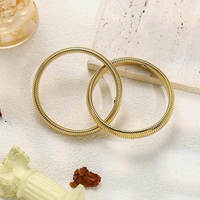 18K Gold Plated Bracelets for Women Gold Bangles for Women Chunky Bangle Bracelets for Women Bracelets Stack Tarnish Free Bangle Set of 3 for Women Accessories for Her Gifts
