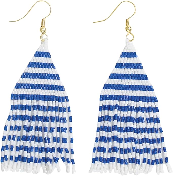 INK+ALLOY Game Day Earrings for Women, Luxe Beaded Fringe Earrings for Football Gameday Outfits, Handmade Jewelry for College Students, Team Gifts, Teachers, Football Moms