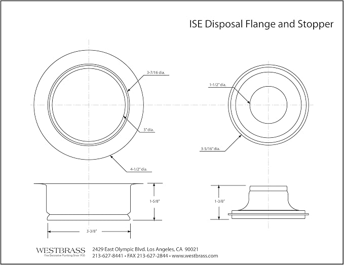 Westbrass A2089-11 4-1/4" Kitchen Sink Waste Disposal Drain Flange and Stopper - Image 9