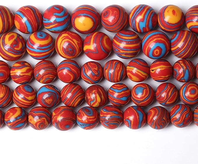32PCS 12mm Natural Orange Malachite Beads Round Loose Stone Beads for Jewelry Making DIY Bracelet Necklace 15 Inch,Energy Stone Healing Power