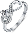 JO WISDOM Promise Ring for Women Sterling Silver Infinity Heart Promise Rings for Her Birthstone Cubic Zirconia Friendship Ring Size 5-12
