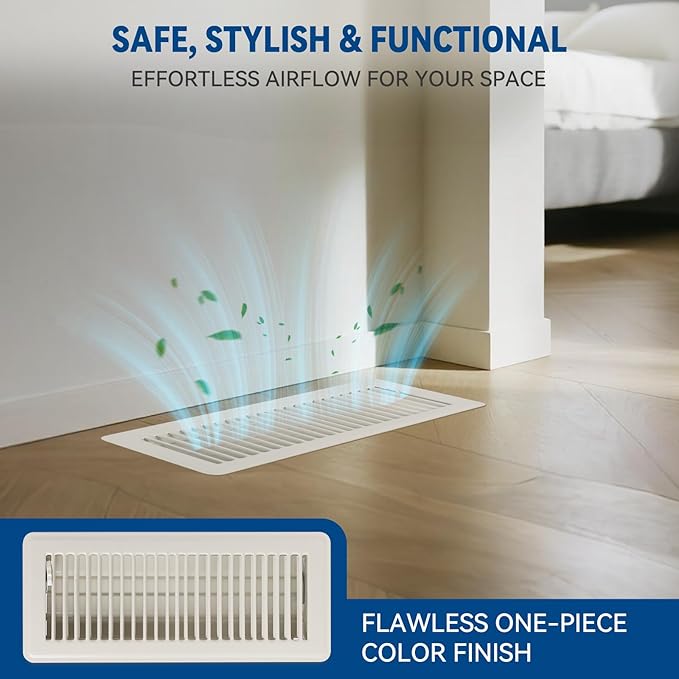 4" x 10" Floor Register Vent Covers 4-Pack, Cream White - Image 3