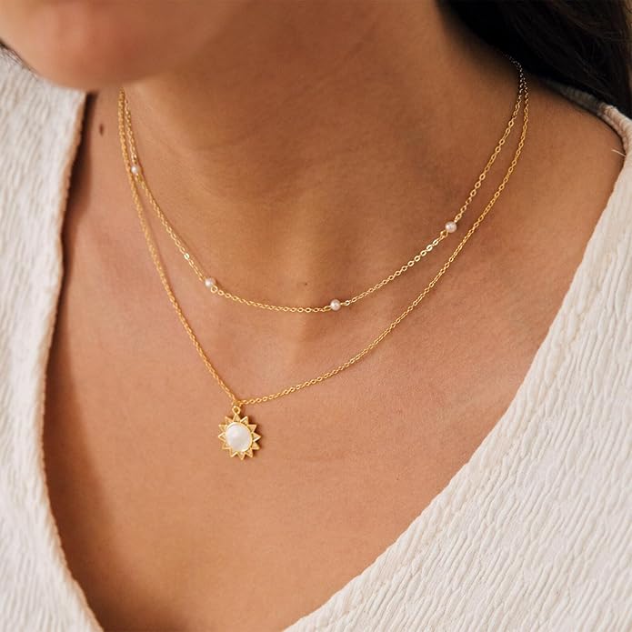 CHESKY 14k Gold Plated/Silver Plated Dainty Necklace for Women, Trendy Satellite Choker Necklace Thin Beaded Layered Choker Necklaces Discs Paperclip Chain Necklaces Womens Simple Jewelry