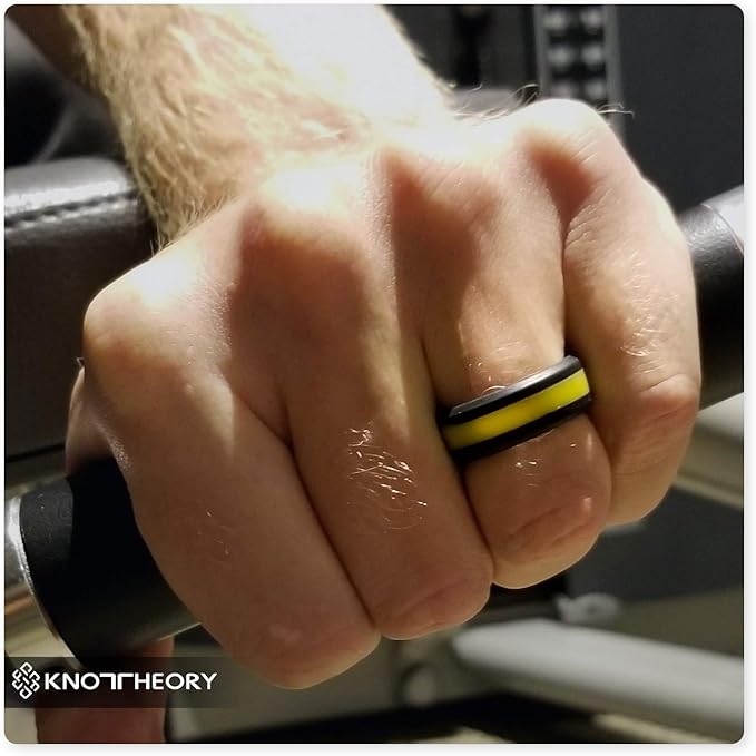Knot Theory Striped Silicone Ring for Men and Women – Black, Grey, Red, Blue, Orange, Yellow, Purple
