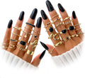 19-36 Pcs Gold Boho Knuckle Rings Set for Women, Vintage Stackable Dainty Joint Finger Gold Jewelry Set with Love Pearl and Sparkling Crystals
