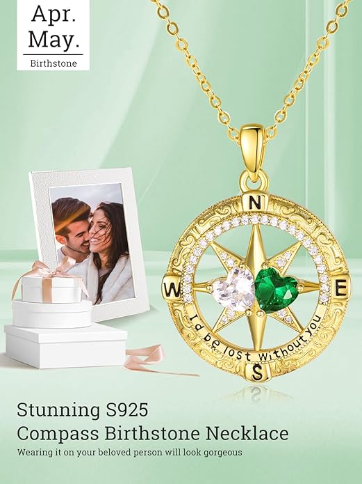 Valentine's Day Gifts for Wife 925 Sterling Silver Double Birthstone Pendant Necklaces I Love You for Always and Forever Necklace Anniversary Birthday Gifts for Wife Girlfriend Mom Her
