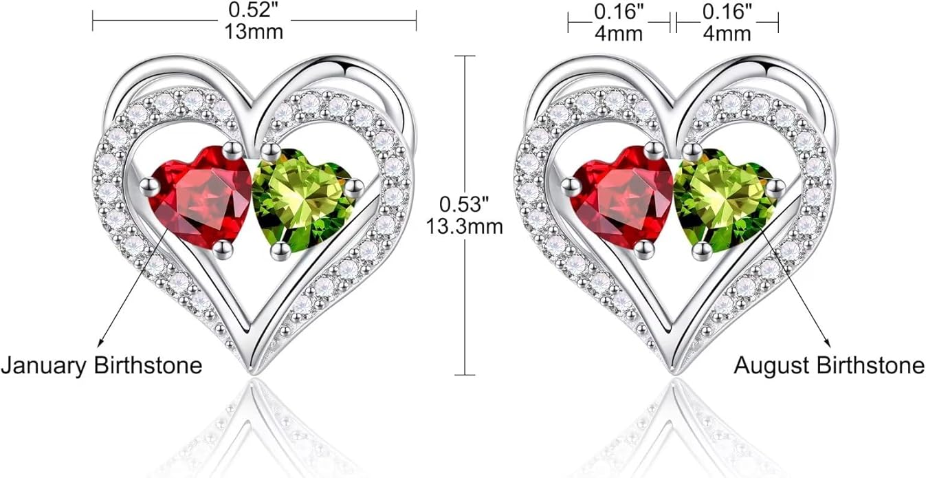 Iefil Valentines Day Gifts for Her - 925 Sterling Silver Birthstone Earrings, Anniversary Birthday Gifts for Women Wife Girlfriend Mom