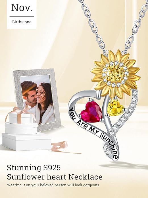 Valentine's Day Gifts for Wife 925 Sterling Silver Double Birthstone Pendant Necklaces I Love You for Always and Forever Necklace Anniversary Birthday Gifts for Wife Girlfriend Mom Her