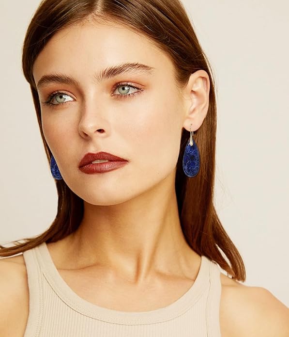 Natural Stone Earrings Waterdrop Stone Dangle Earrings for Women