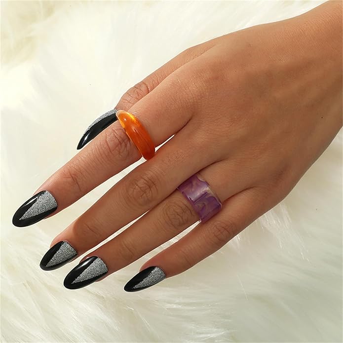 Multicolor Resin Chunky Rings for Women,Acrylic Plastic Rin Knuckle Finger Cute Trendy Aesthetic Y2k Statement Ring Vintage Simple Geometric Rings Jewelry