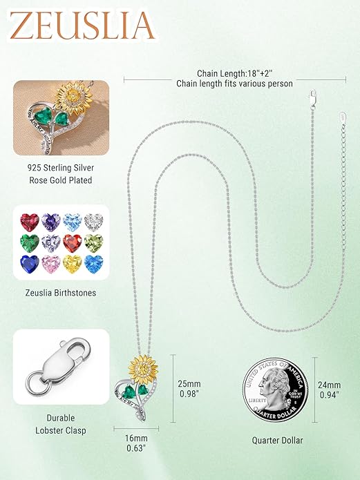 Valentine's Day Gifts for Wife 925 Sterling Silver Double Birthstone Pendant Necklaces I Love You for Always and Forever Necklace Anniversary Birthday Gifts for Wife Girlfriend Mom Her