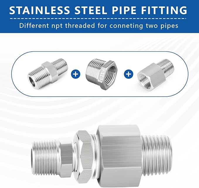 316 Stainless Steel Hex Bushing Reducer, 3/8" NPT Male to 1/4" NPT Female Pipe - Image 5