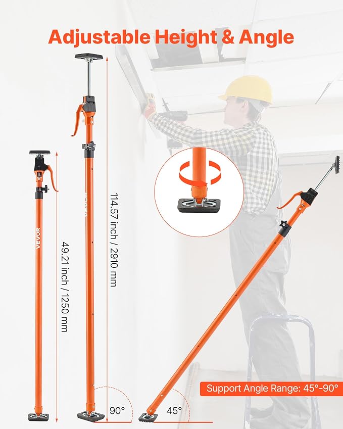 VEVOR Cabinet Jack Support Pole, 49.2-114.6 Inch Steel Telescopic Quick Support - Image 2