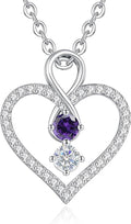 LOUISA SECRET Infinity Double Birthstone Necklace, 925 Sterling Silver Tiny Pendant Heart Necklace for Women Wife Her, Best Jewelry Gift Heart Jewelry Meaningful Gift for Valentine's Day, Christmas, Birthday Anniversary