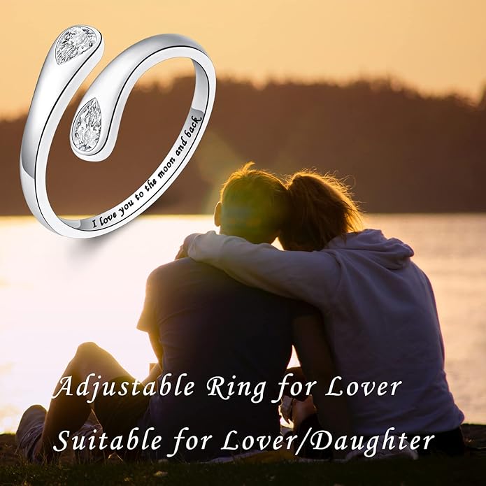 Fookduoduo 925 Sterling Silver Ring Inspirational Jewelry adjustable Wrap Open Rings for Women