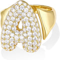 KissYan Bubble Initial Ring Valentines Day Gifts for Women, 14k Gold Plate Balloon Jumbo Letter Rings Open Adjustable Dainty Pave CZ Personalized Fashion Trendy Statement Jewelry