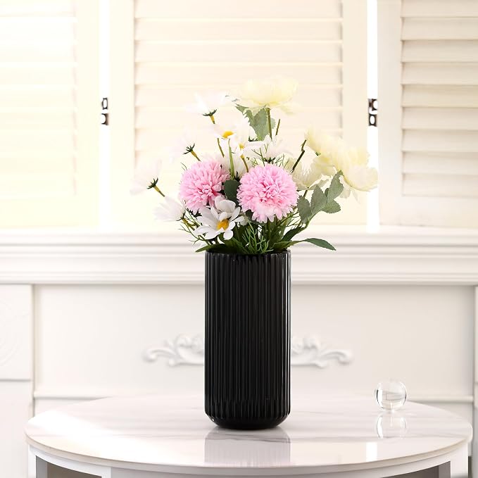 Ribbed Glass Vase, Flower Vase for Bouquet, Modern Vases for Living Room - Image 5