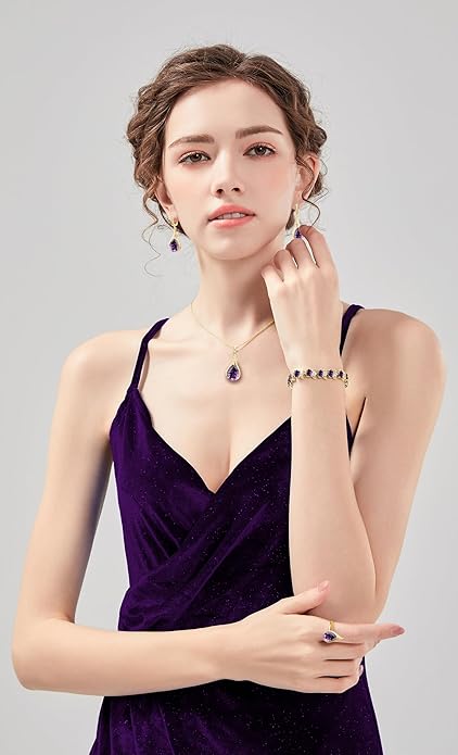 GZWHD Jewelry Set for Women CZ Earrings Necklace Ring Bracelet Set Prom Party Wedding Jewelry Gift for Mother Friend Wife